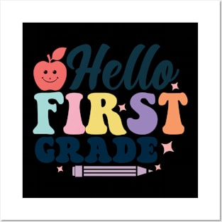 Hello 1st Grade Back To School First Day Posters and Art